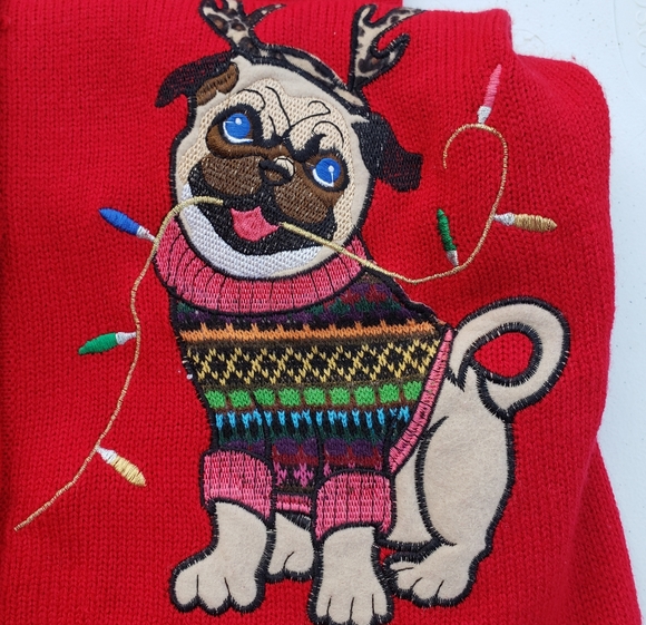 Holiday Time Red Bah Hum Pug Sweater Vest - Picture 5 of 7